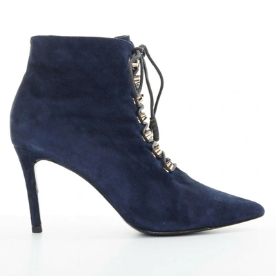 Pre-owned Balenciaga Ankle Boots In Navy