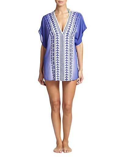 Milly Anguilla Embroidered Ombre Silk Tunic In Multi