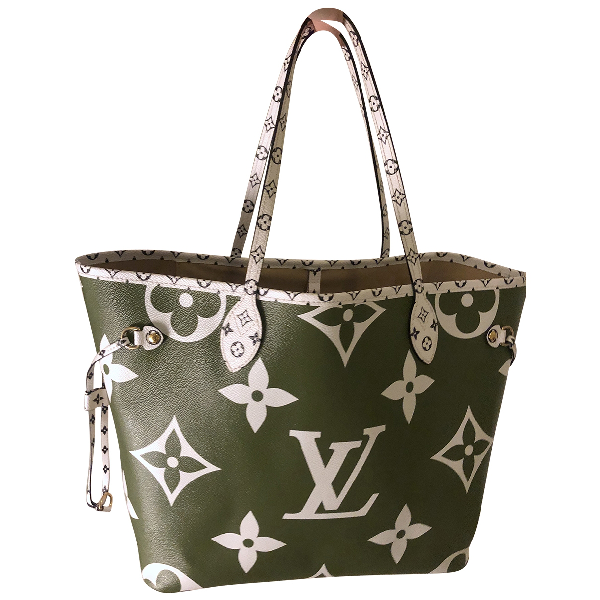 Pre-Owned Louis Vuitton Neverfull Green Cloth Handbag | ModeSens