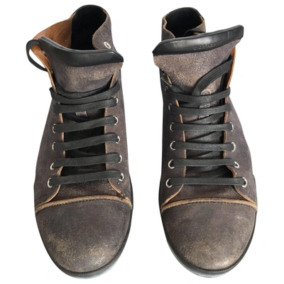 Pre-owned Dior Leather High Trainers In Brown