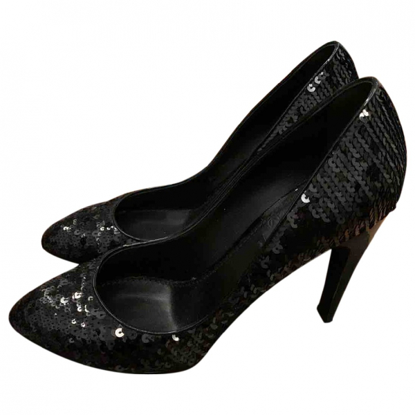 Pre-Owned Louis Vuitton Black Glitter Heels | ModeSens