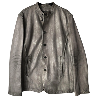 Pre-owned John Varvatos Leather Jacket In Grey