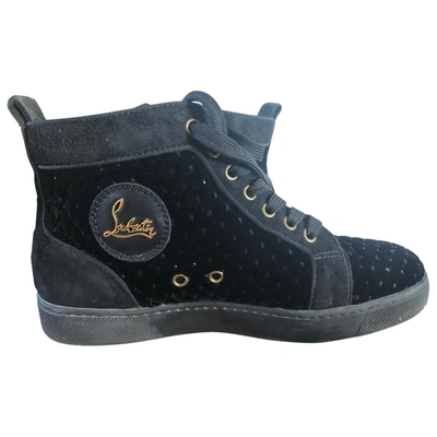 Pre-owned Christian Louboutin Louis Velvet Trainers In Black