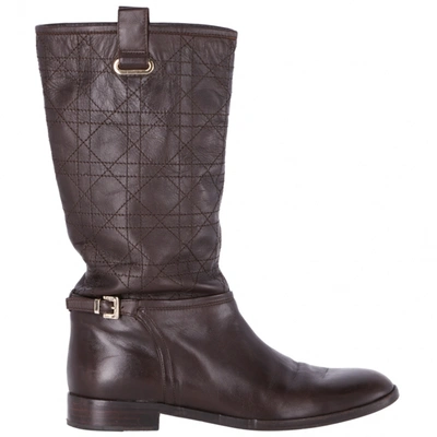 Pre-owned Dior Brown Leather Boots