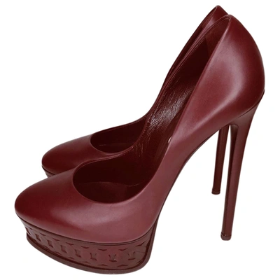 Pre-owned Casadei Burgundy Leather Heels