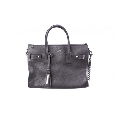 Pre-owned Saint Laurent Sac De Jour Leather Handbag In Black