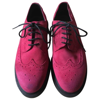 Pre-owned Dr. Martens' Pink Suede Lace Ups