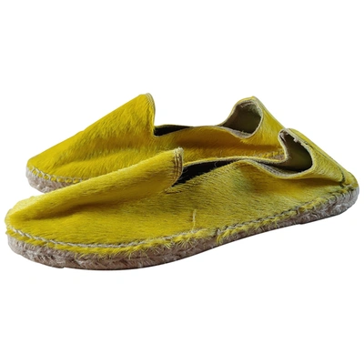 Pre-owned Manebi Yellow Pony-style Calfskin Espadrilles