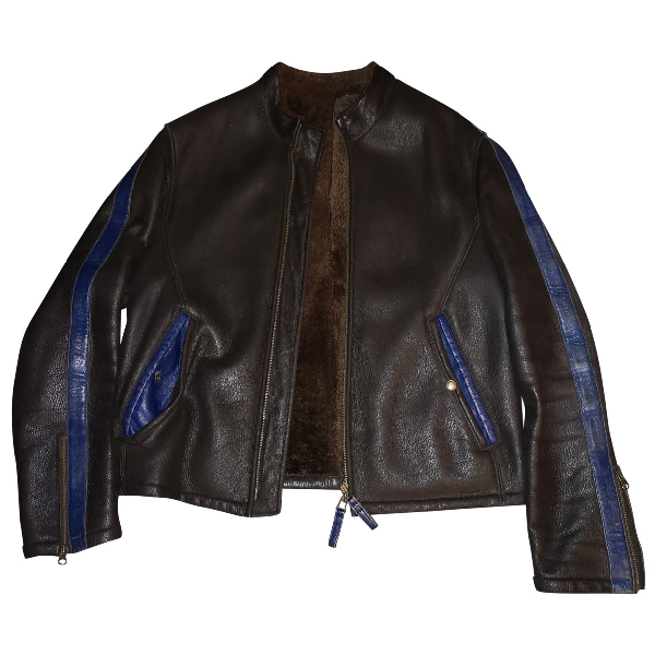 Pre-Owned Emporio Armani Brown Leather Jacket | ModeSens