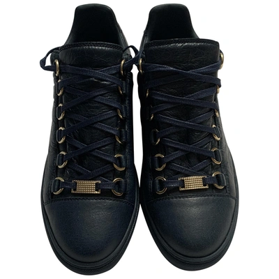 Pre-owned Balenciaga Arena Navy Leather Trainers