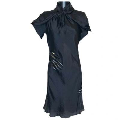 Pre-owned Rochas Silk Mid-length Dress In Navy