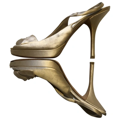 Pre-owned Prada Gold Cloth Sandals