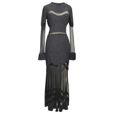 Pre-owned Alexander Mcqueen Wool Maxi Dress In Grey