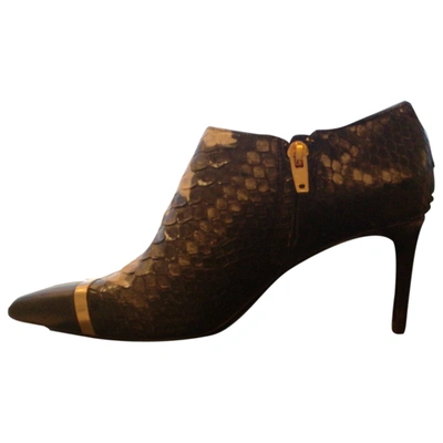 Pre-owned Saint Laurent Mica Black Python Ankle Boots