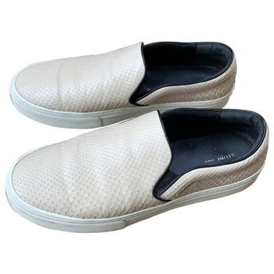 Pre-owned Celine Pull On  Beige Python Trainers