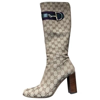 Pre-owned Gucci Beige Cloth Boots