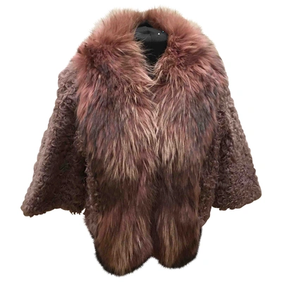 Pre-owned Mangano Pink Mongolian Lamb Coat