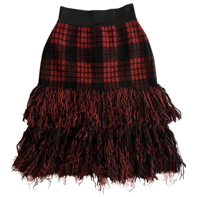 Pre-owned Balmain Wool Mid-length Skirt In Multicolour