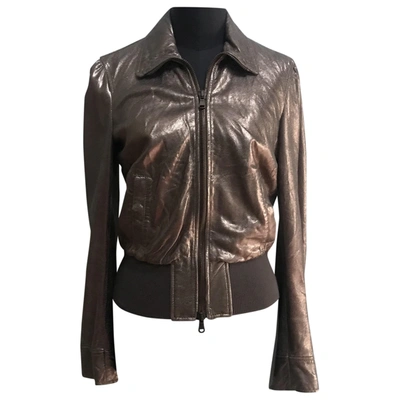 Pre-owned Mauro Grifoni Leather Jacket In Gold