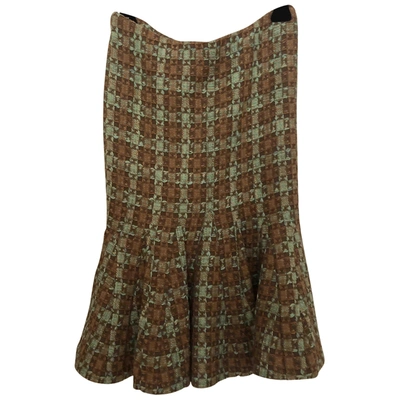 Pre-owned Roberto Cavalli Wool Mid-length Skirt In Brown