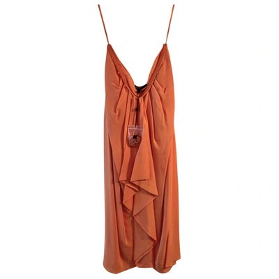 Pre-owned Bcbg Max Azria Silk Mini Dress In Orange