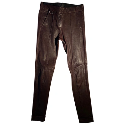 Pre-owned A.l.c Leather Slim Pants In Burgundy