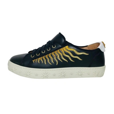 Pre-owned Aquazzura Leather Trainers In Black