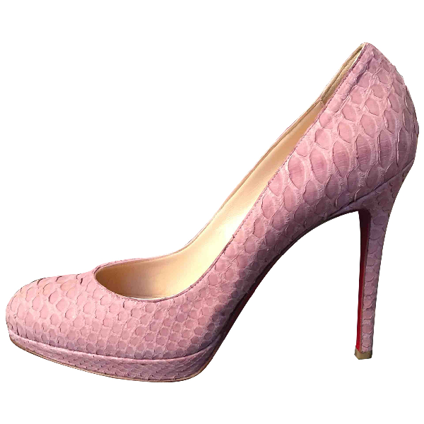Pre-Owned Christian Louboutin Bianca Pink Python Heels | ModeSens
