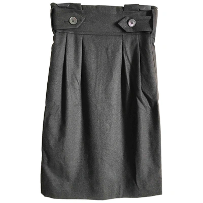 Pre-owned Saint Laurent Wool Mid-length Skirt In Grey