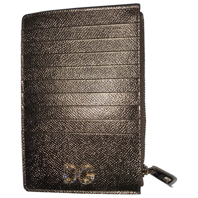 Pre-owned Dolce & Gabbana Leather Card Wallet In Gold