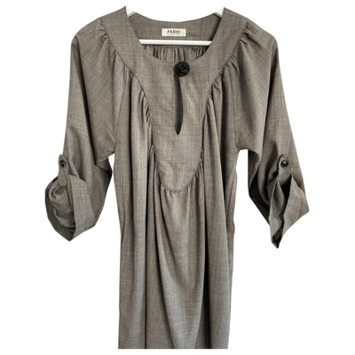 Pre-owned Nicole Farhi Wool Mini Dress In Khaki