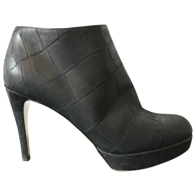 Pre-owned Emporio Armani Leather Ankle Boots In Black