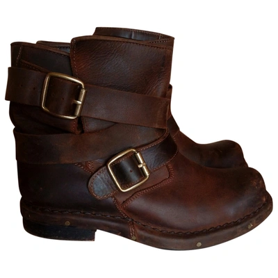 Pre-owned Jeffrey Campbell Leather Biker Boots In Brown