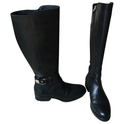 Pre-owned Tommy Hilfiger Leather Riding Boots In Black