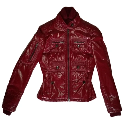 Pre-owned Fay Peacoat In Burgundy