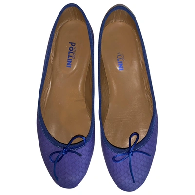 Pre-owned Pollini Leather Ballet Flats In Blue