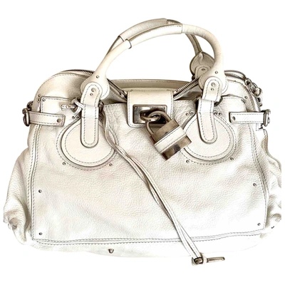 Pre-owned Chloé Paddington Leather Handbag In White
