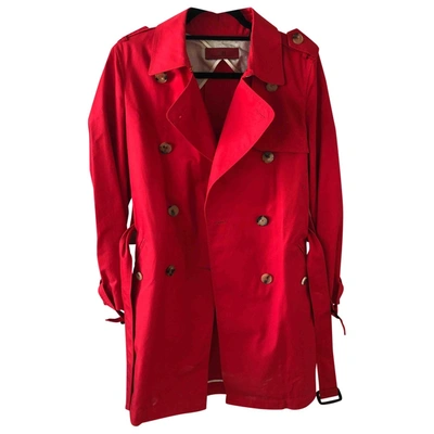Pre-owned Carolina Herrera Red Cotton Trench Coat