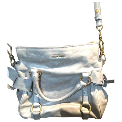 Pre-owned Miu Miu Vitello Leather Handbag In Grey