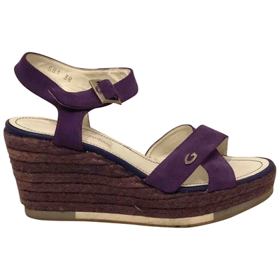 Pre-owned Alberto Guardiani Leather Sandals In Purple