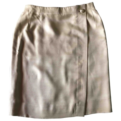 Pre-owned Ferragamo Silk Skirt Suit In Ecru