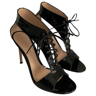 Pre-owned Gianvito Rossi Patent Leather Sandals In Black