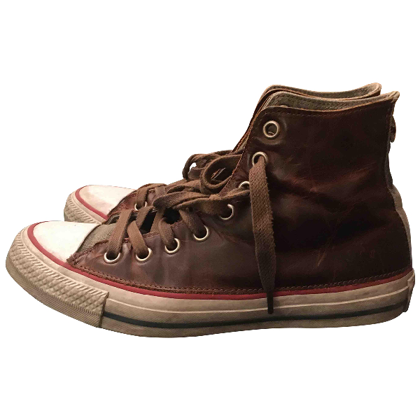 converse brown leather low tops