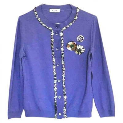Pre-owned Moschino Wool Cardigan In Purple