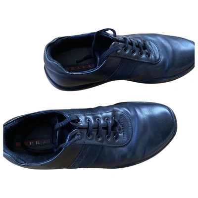 Pre-owned Prada Leather Low Trainers In Black