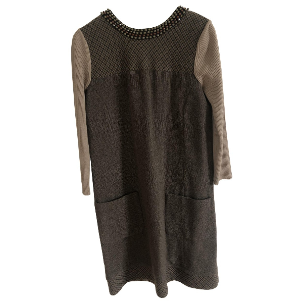 Pre-owned Max Mara Brown Wool Dress | ModeSens