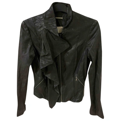 Pre-owned Diane Von Furstenberg Leather Jacket In Black