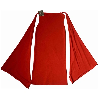 Pre-owned Balmain Wool Mid-length Dress In Red