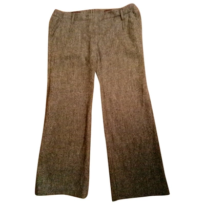 Pre-owned Escada Wool Large Pants In Grey