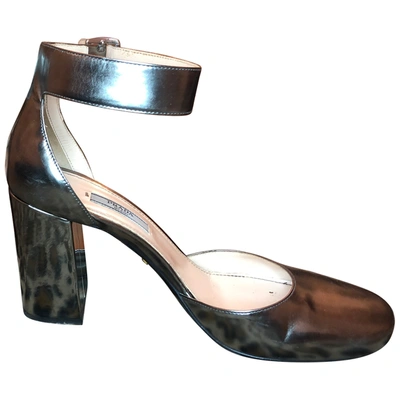 Pre-owned Prada Leather Heels In Silver